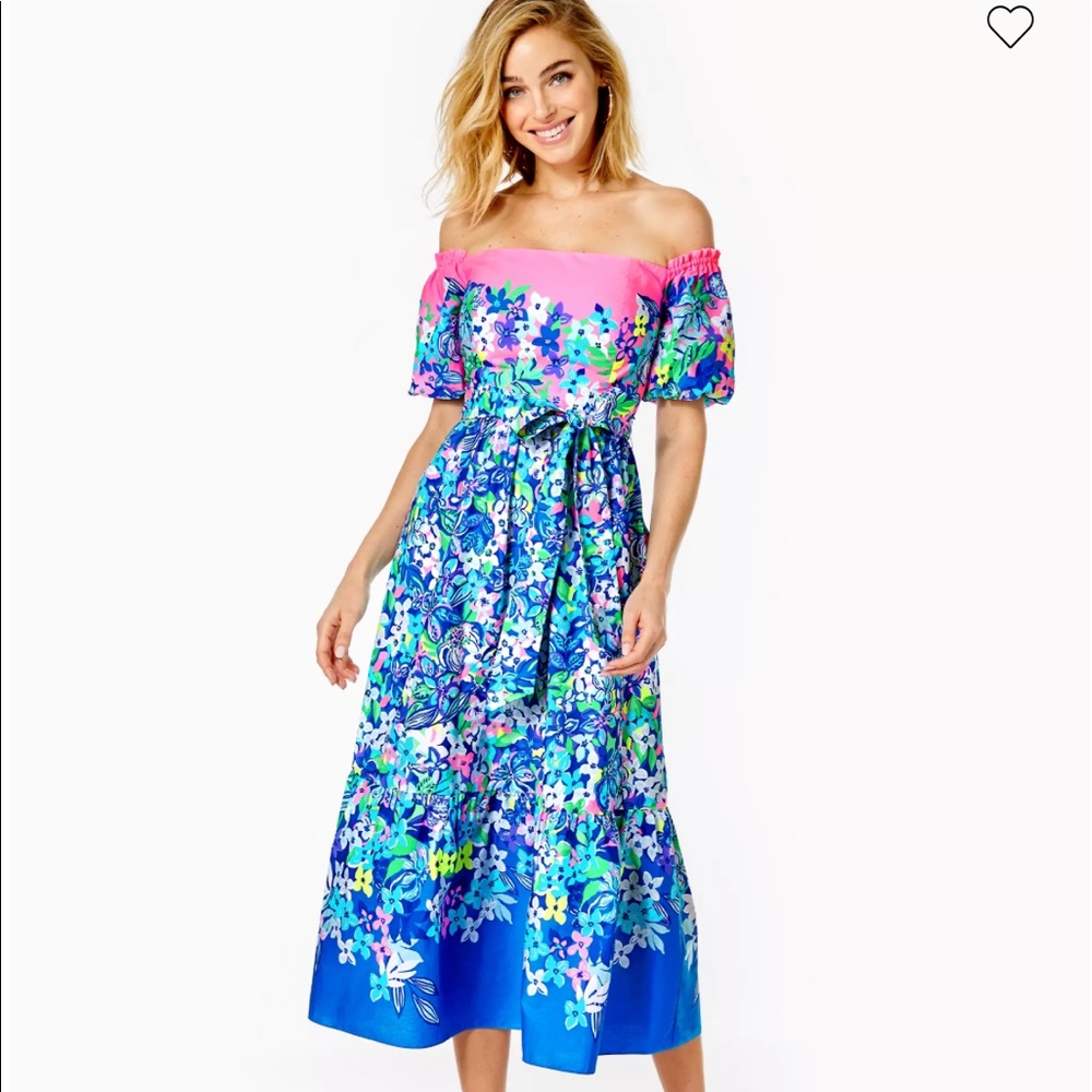 EUC Lilly Pulitzer Zalie Off-The-Shoulder Midi Dress 10